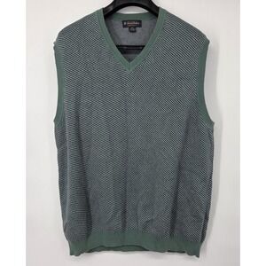 Brooks Brothers Sweater Vest Mens XXL 2XL Green Herringbone Supima‎ Cotton EUC